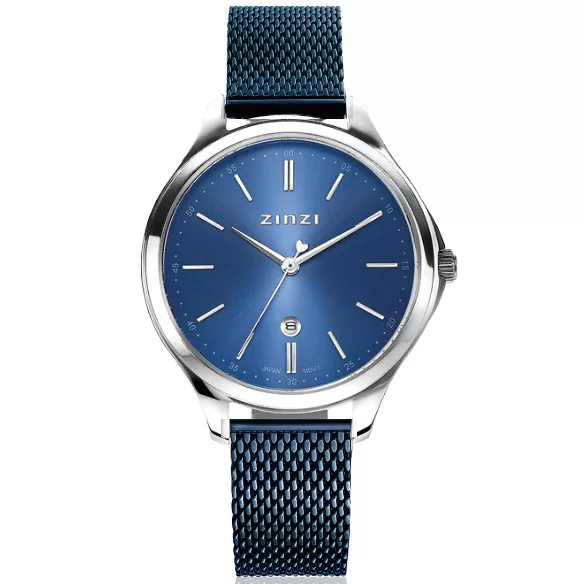 Zinzi ZIW1042BM Horloge Classy staal zilverkleurig-blauw 34 mm + gratis armband