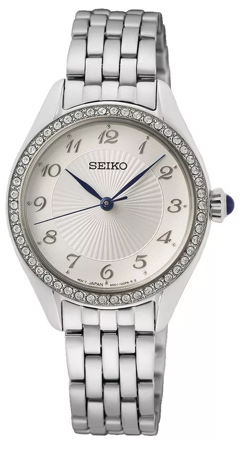 Seiko SUR479P1 horloge met Crystal glass en Cabochonknop 29 mm