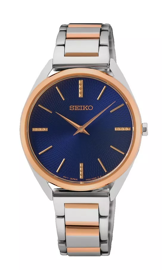Seiko SWR060P1 Horloge Quartz blauwe wijzerplaat, rose 32 mm