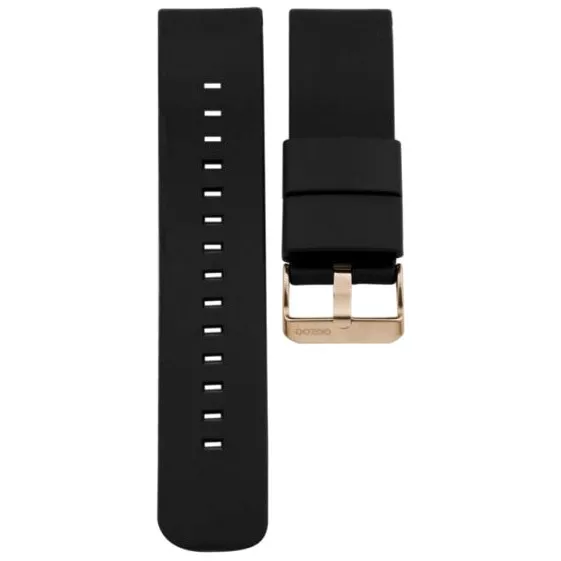 OOZOO STRAP402.20 Horlogeband rubber zwart-rosekleurig 20 mm