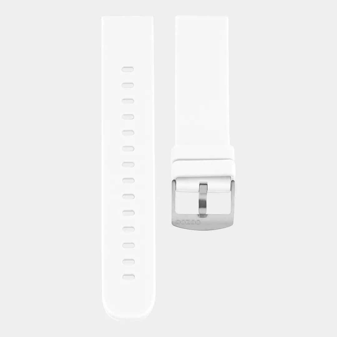 OOZOO STRAP404.20 Horlogeband rubber wit-zilverkleurig 20 mm