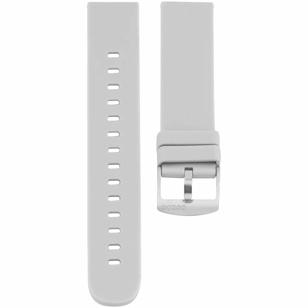 OOZOO STRAP405.20 Horlogeband rubber steengrijs-zilverkleurig 20 mm