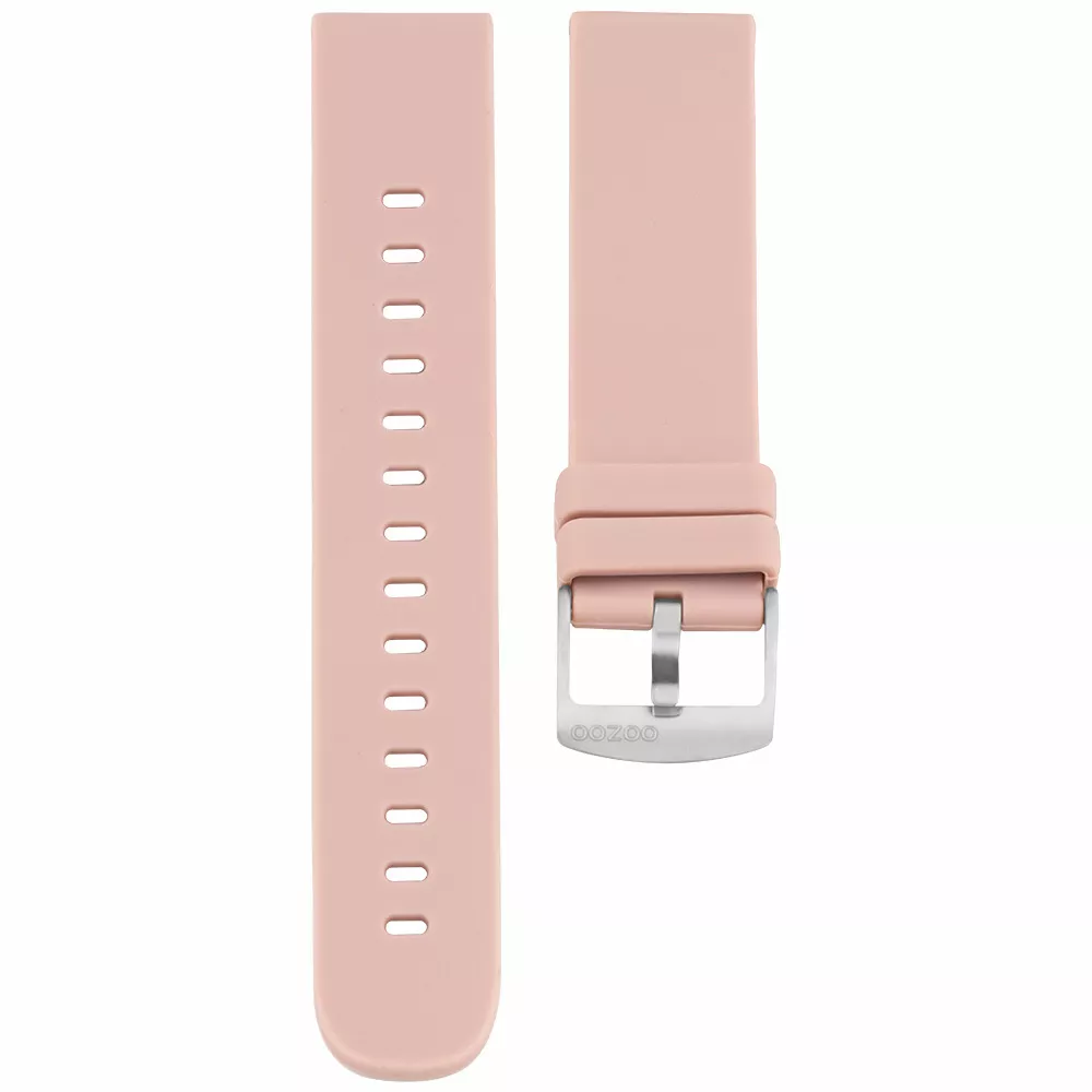 OOZOO STRAP406.20 Horlogeband rubber rozegrijs-zilverkleurig 20 mm