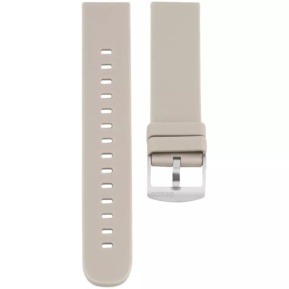 OOZOO STRAP407.20 Horlogeband rubber taupe-zilverkleurig 20 mm