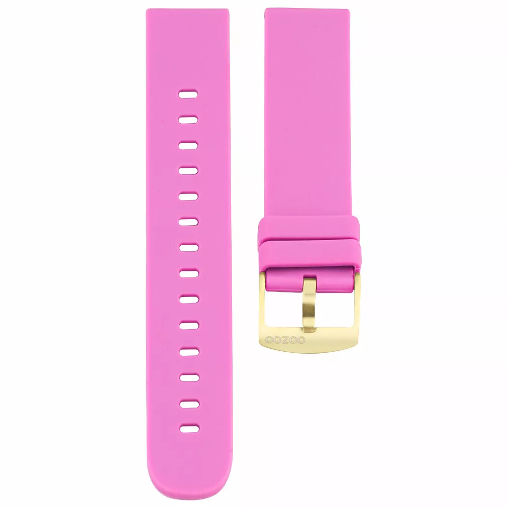 OOZOO STRAP414.20 Horlogeband rubber raspberryroze-goudkleurig 20 mm