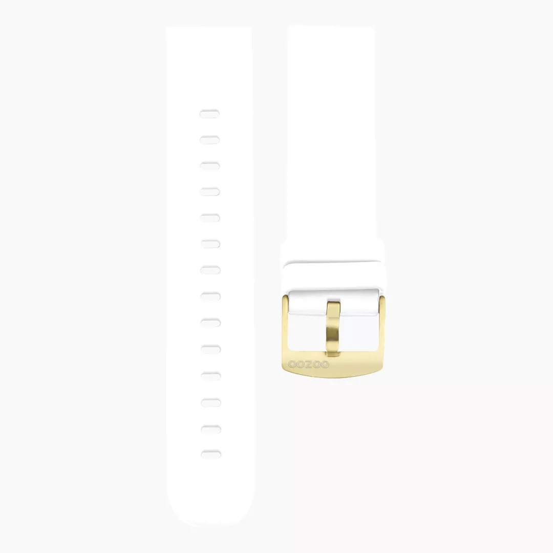 OOZOO STRAP410.20 Horlogeband rubber wit-goudkleurig 20 mm