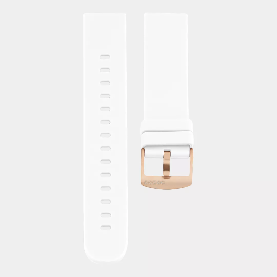 OOZOO STRAP416.20 Horlogeband rubber wit-rosekleurig 20 mm