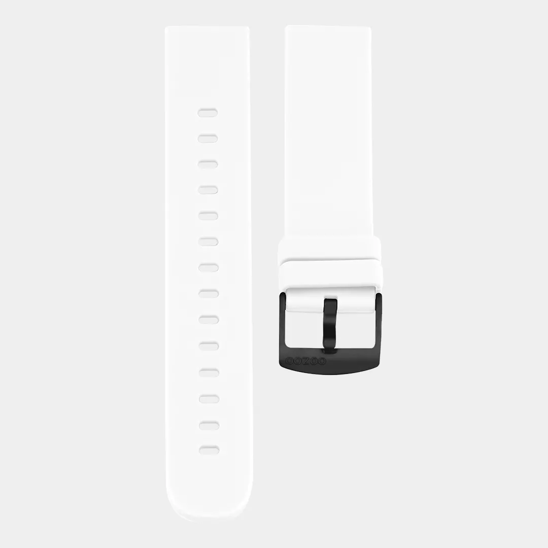 OOZOO STRAP422.20 Horlogeband rubber wit-zwart 20 mm