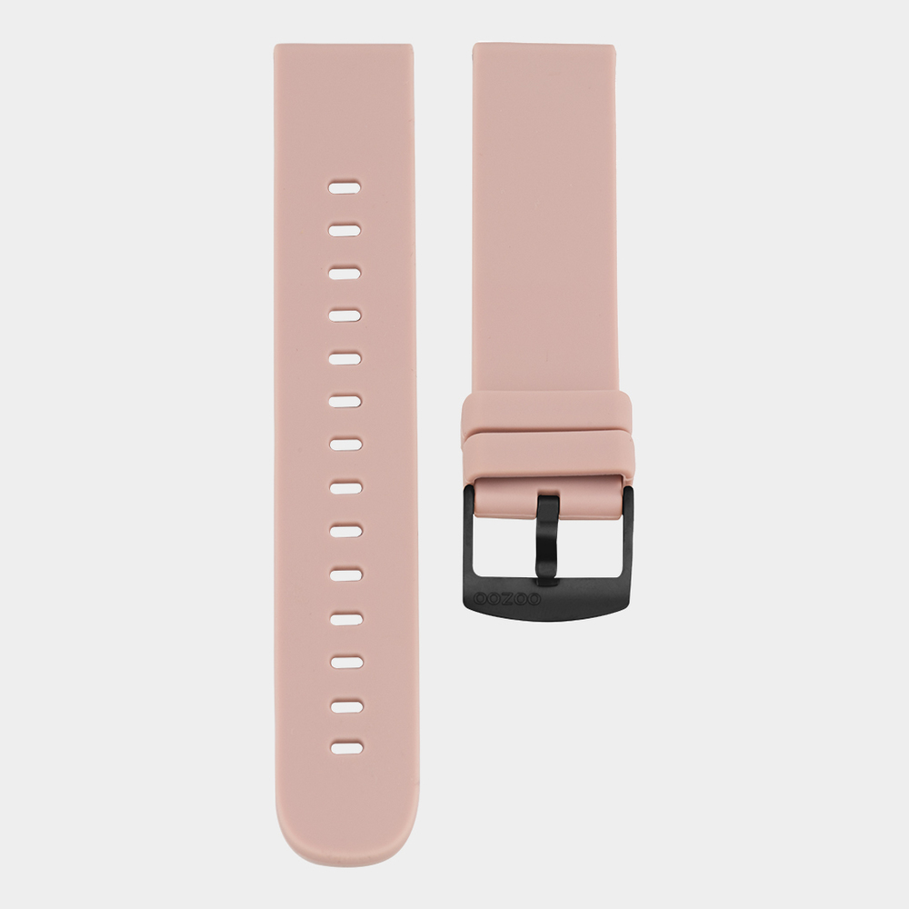 hanger Voorwoord halfrond OOZOO STRAP424.20 Horlogeband rubber oudroze-zwart 20 mm