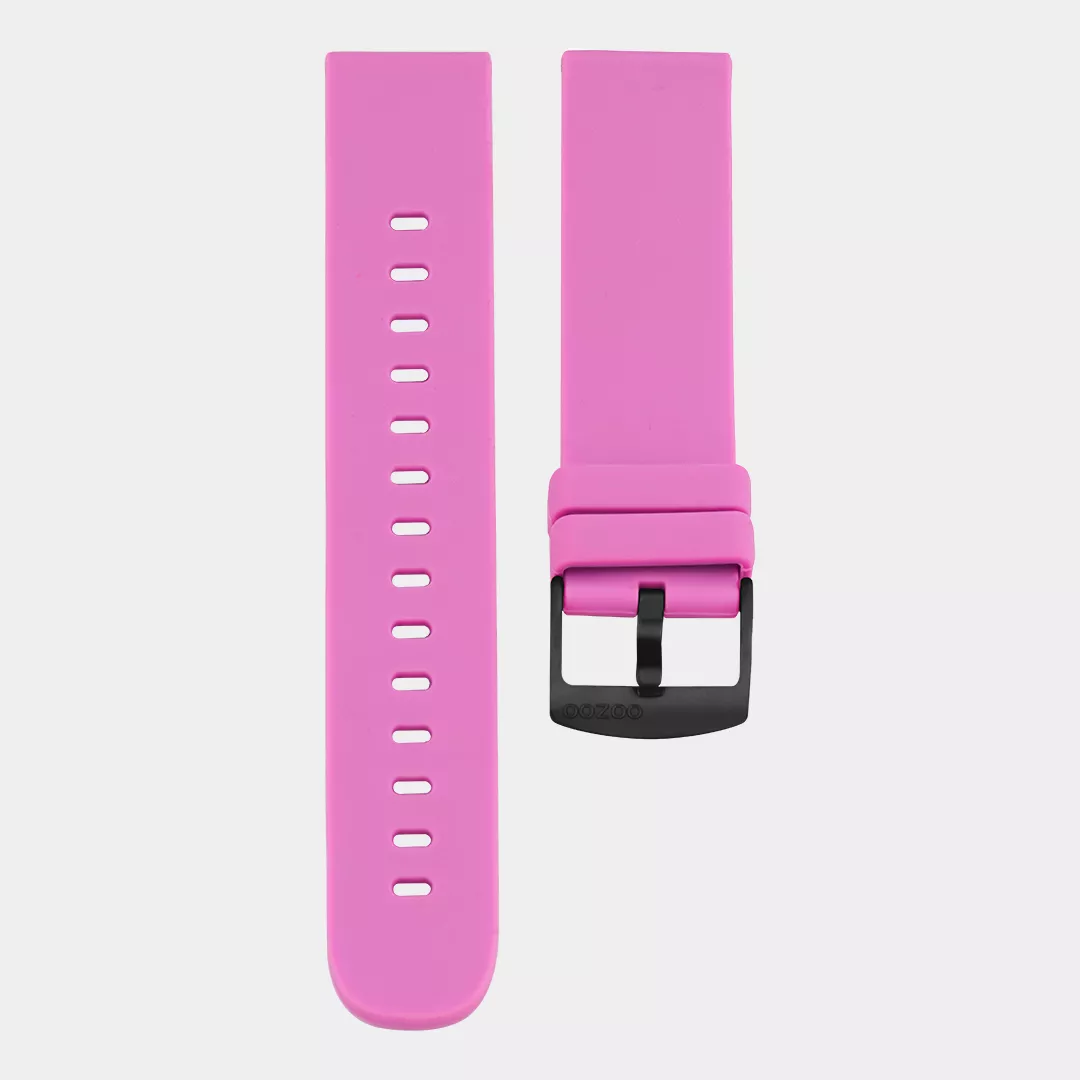 OOZOO STRAP426.20 Horlogeband rubber raspberryroze-zwart 20 mm