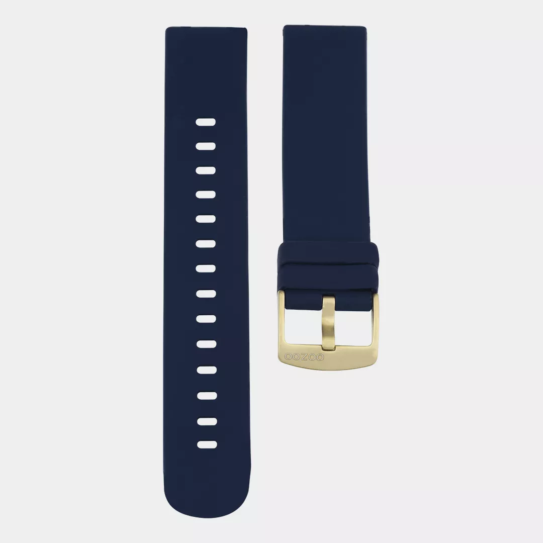 OOZOO STRAP415.20 Horlogeband rubber donkerblauw-goudkleurig 20 mm