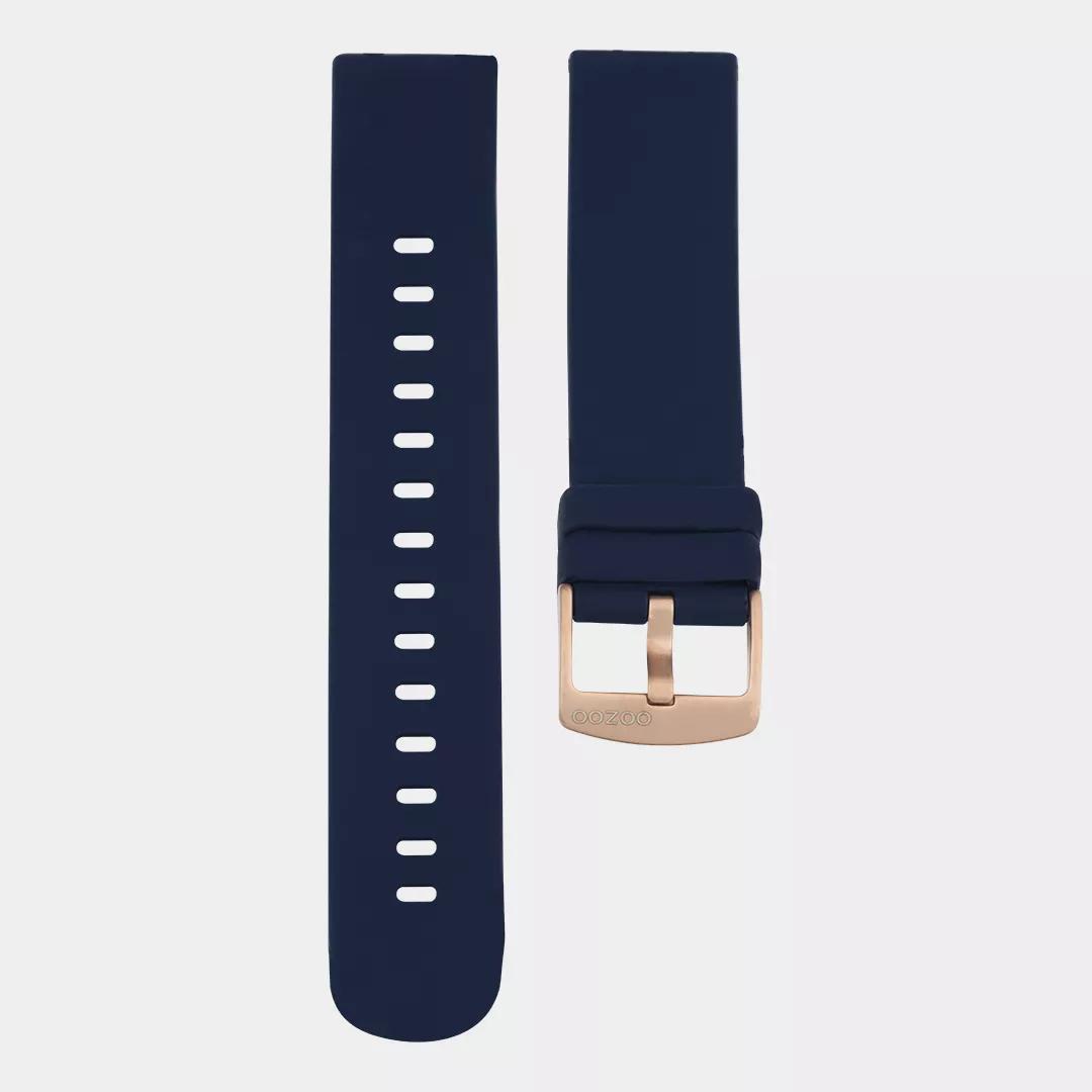 OOZOO STRAP421.20 Horlogeband rubber donkerblauw-rosekleurig 20 mm