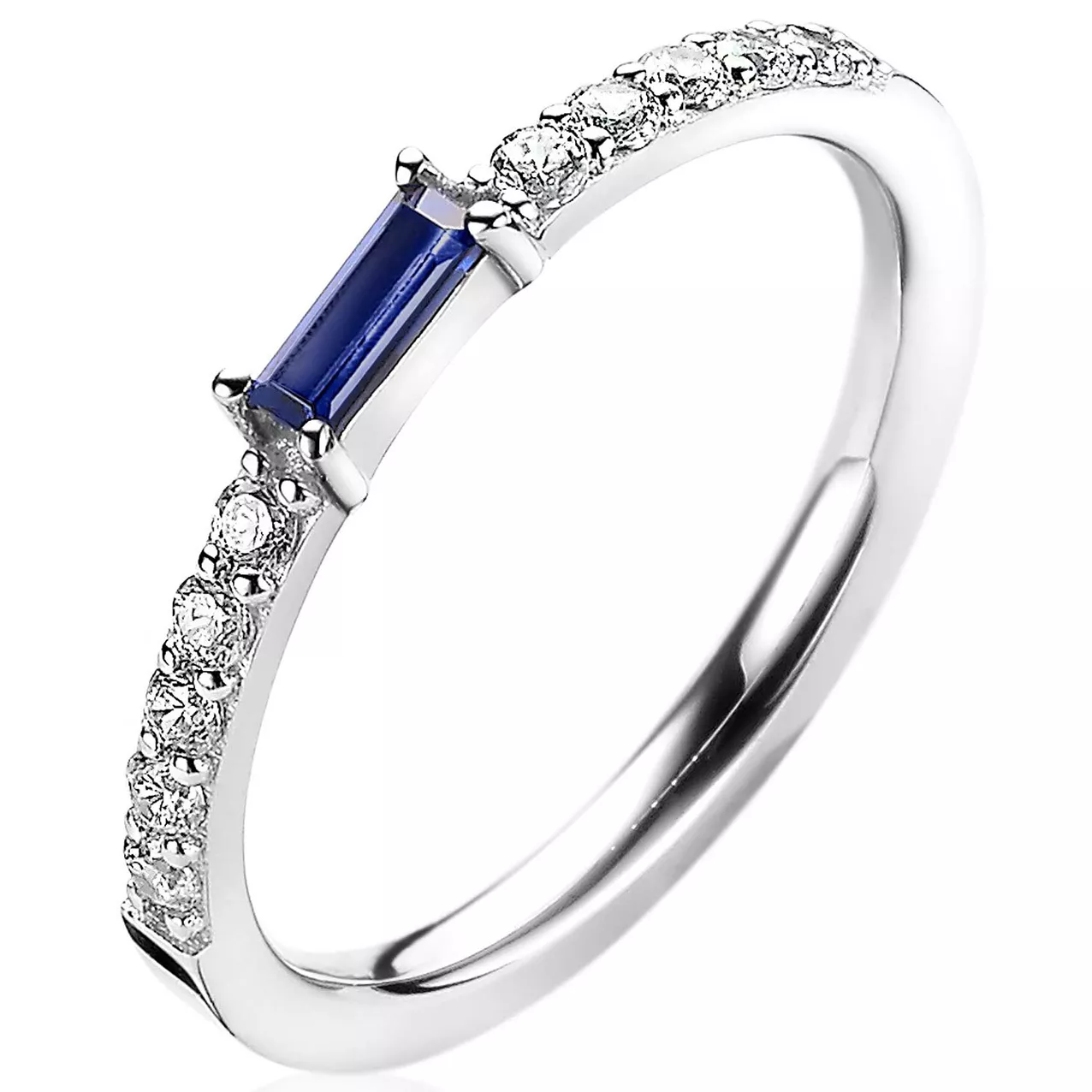 Zinzi ZIR2133B  Ring Luxe Baguette zilver-zirconia blauw