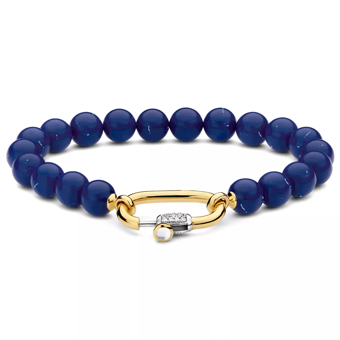 TI SENTO-Milano 2961BL Armband Beads zilver goudkleurig-blauw 8 mm 18 cm 