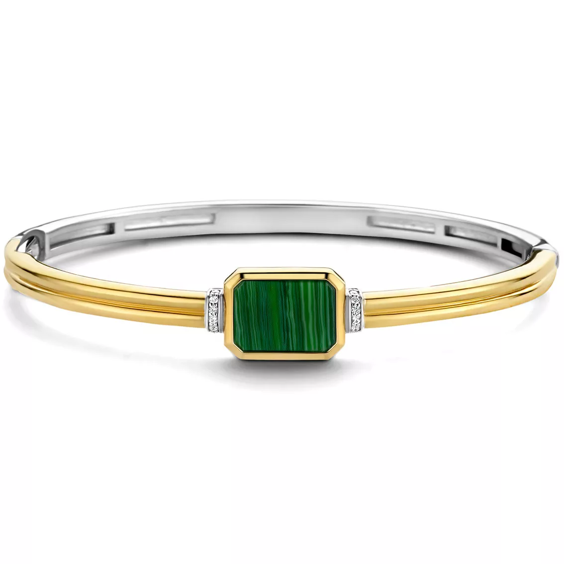 TI SENTO-Milano 2970MA Armband Bangle zilver-malachiet goud-en zilverkleurig-groen 50 x 60 mm