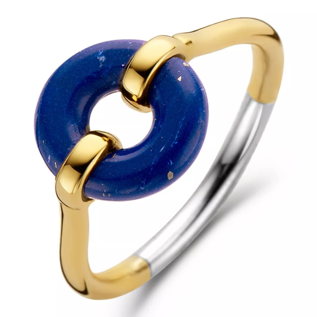 TI SENTO-Milano 12237BL Ring zilver-kleursteen goudkleurig-blauw 