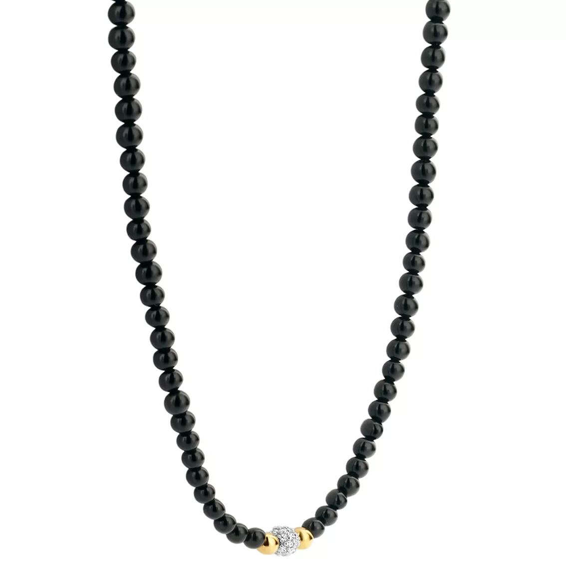 TI SENTO-Milano 3975BO Ketting Beads zilver-onyx zwart-goudkleurig 38-48 cm