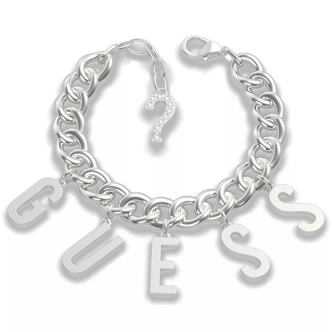 GUESS UBB20005-S Armband Los Angeles staal-kristal zilverkleurig-wit 14,6-18,5 cm