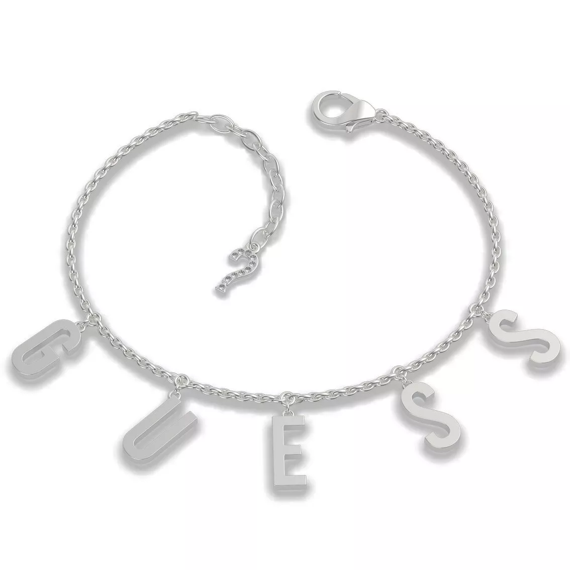 GUESS UBB20002-S Armband Los Angeles staal-kristal zilverkleurig-wit 14,6-18,5 cm
