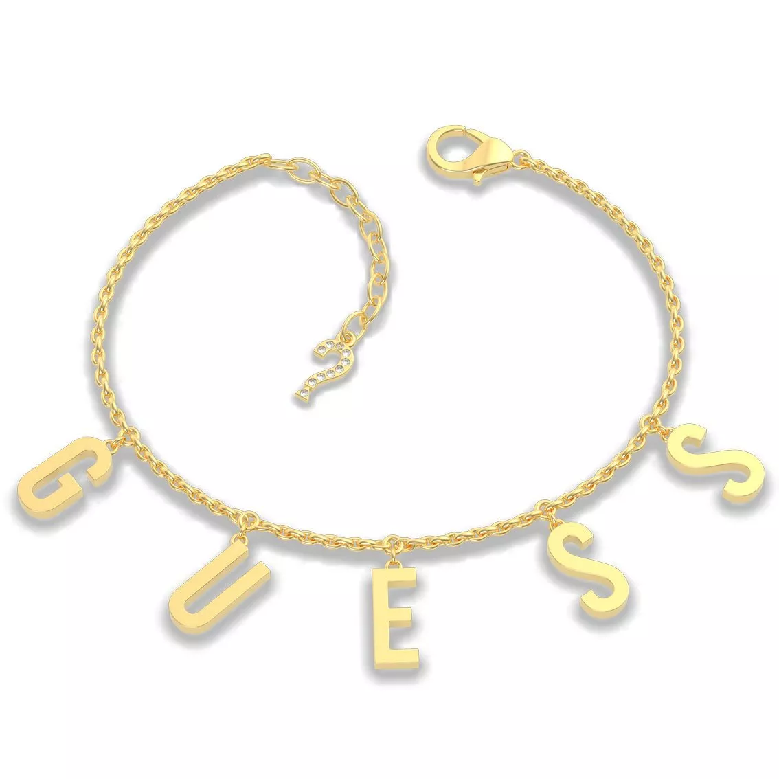 GUESS UBB20003-S Armband Los Angeles staal-kristal goudkleurig-wit 14,6-18,5 cm