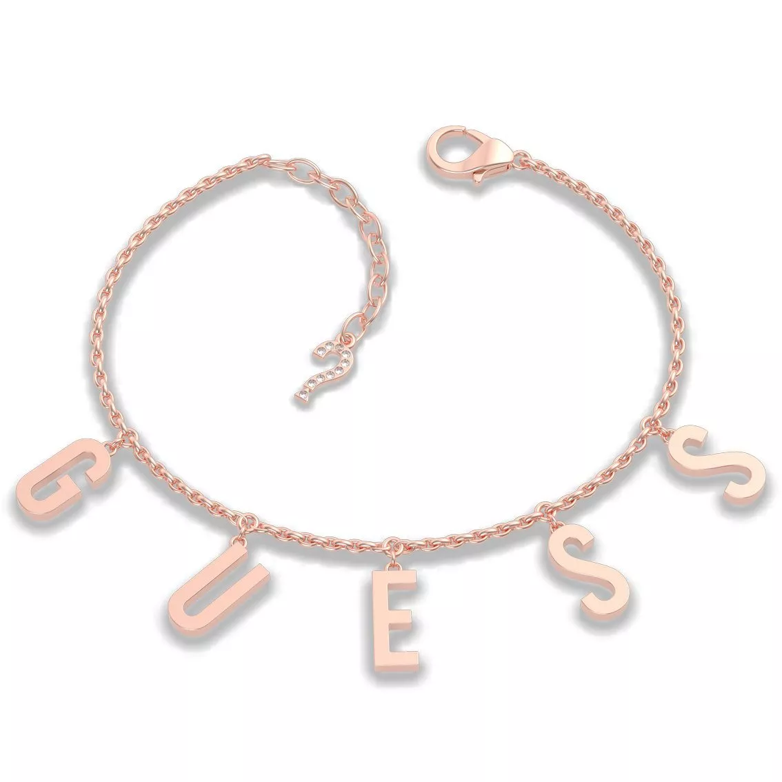 GUESS UBB20004-S Armband Los Angeles staal-kristal rosekleurig-wit 14,6-18,5 cm