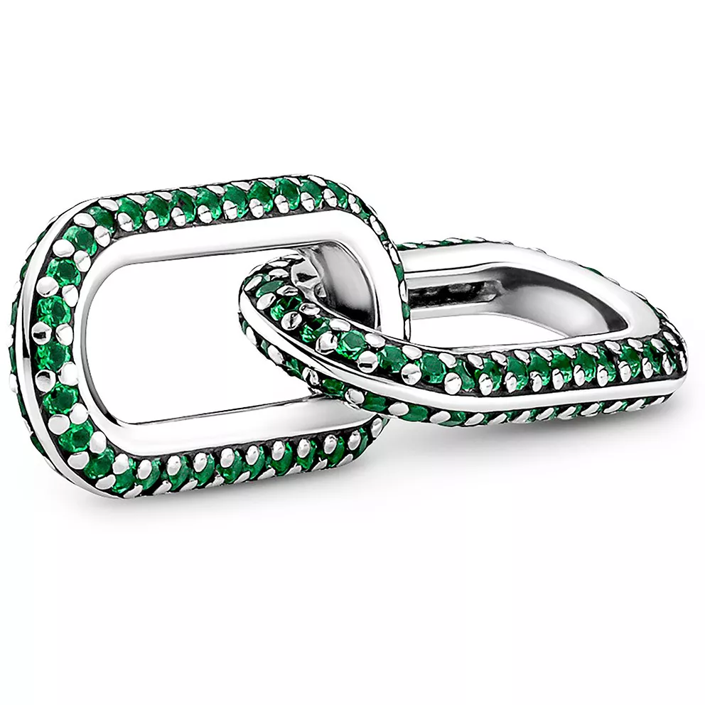 Pandora Me 799660C01 Link Styling Pave Double Green zilver-kristal 8,6 x 29,6 mm