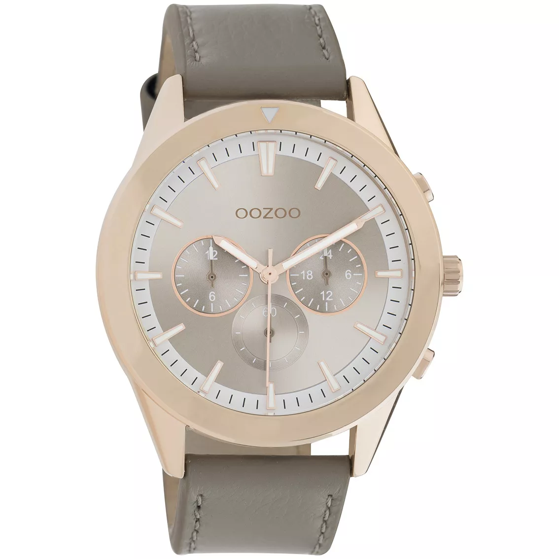 OOZOO C10802 Horloge Timepieces staal-leder rosekleurig-grijs 45 mm