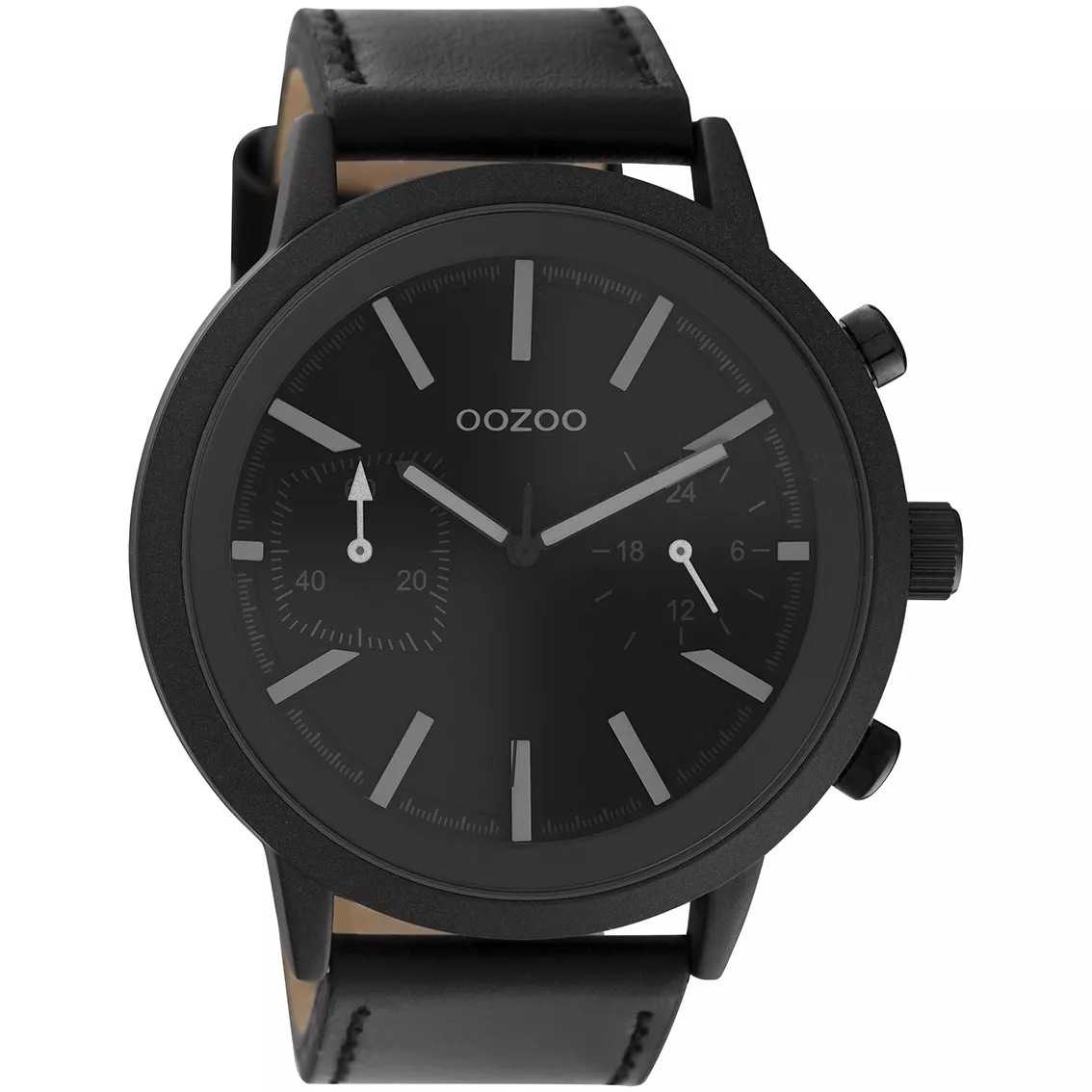 OOZOO C10809 Horloge Timepieces staal-leder zwart 50 mm