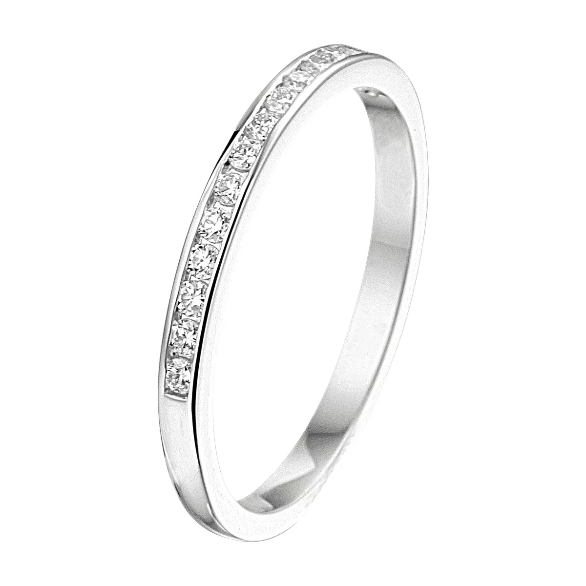 Ring witgoud met diamant 0.15ct en 1,9 mm breed