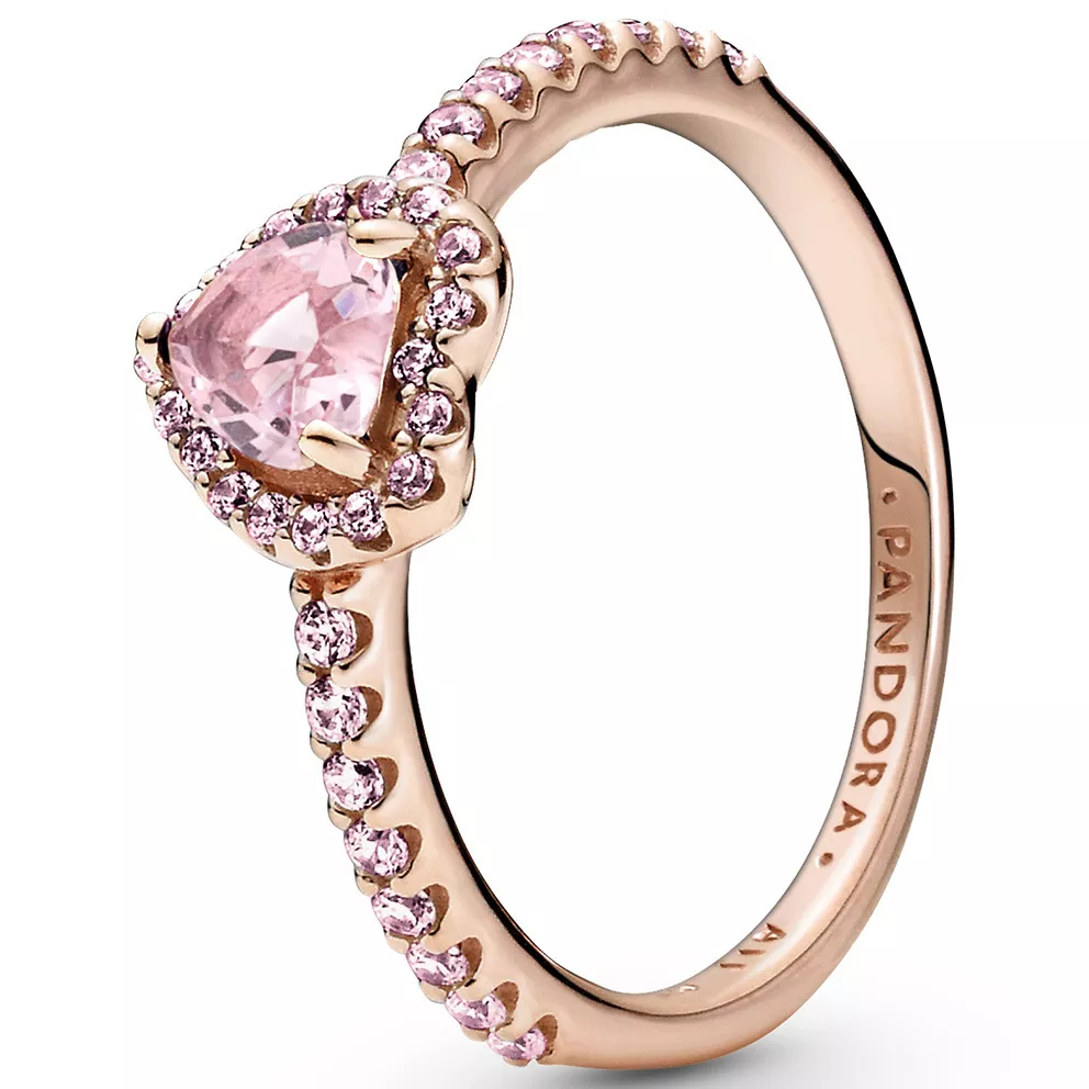 Pandora 188421C04 Ring Sparkling Elevated Heart zilver-zirconia-kristal rose-roze