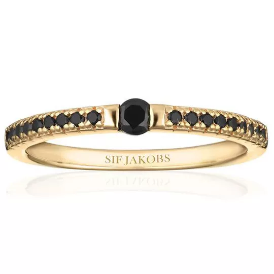 Sif Jakobs SJ-R22117-BK-SG Ring Ellera Uno zilver-zirconia goudkleurig-zwart Maat 50