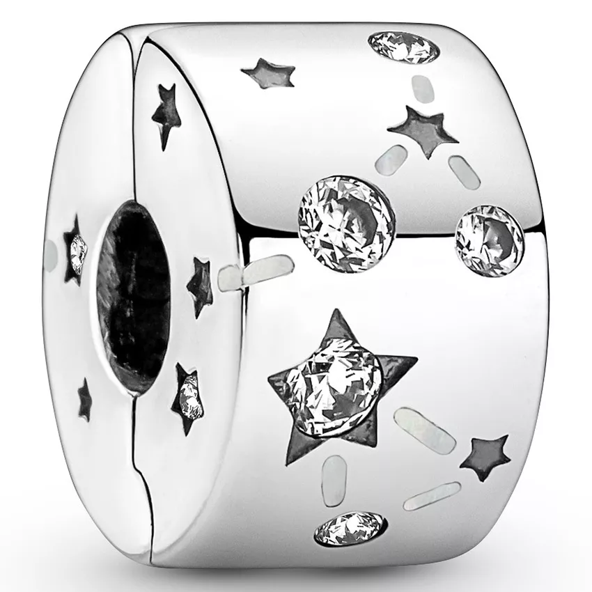 Pandora 790010C01 Bedel Clip-Stopper Stars and Galaxy zilver-zirconia-emaille