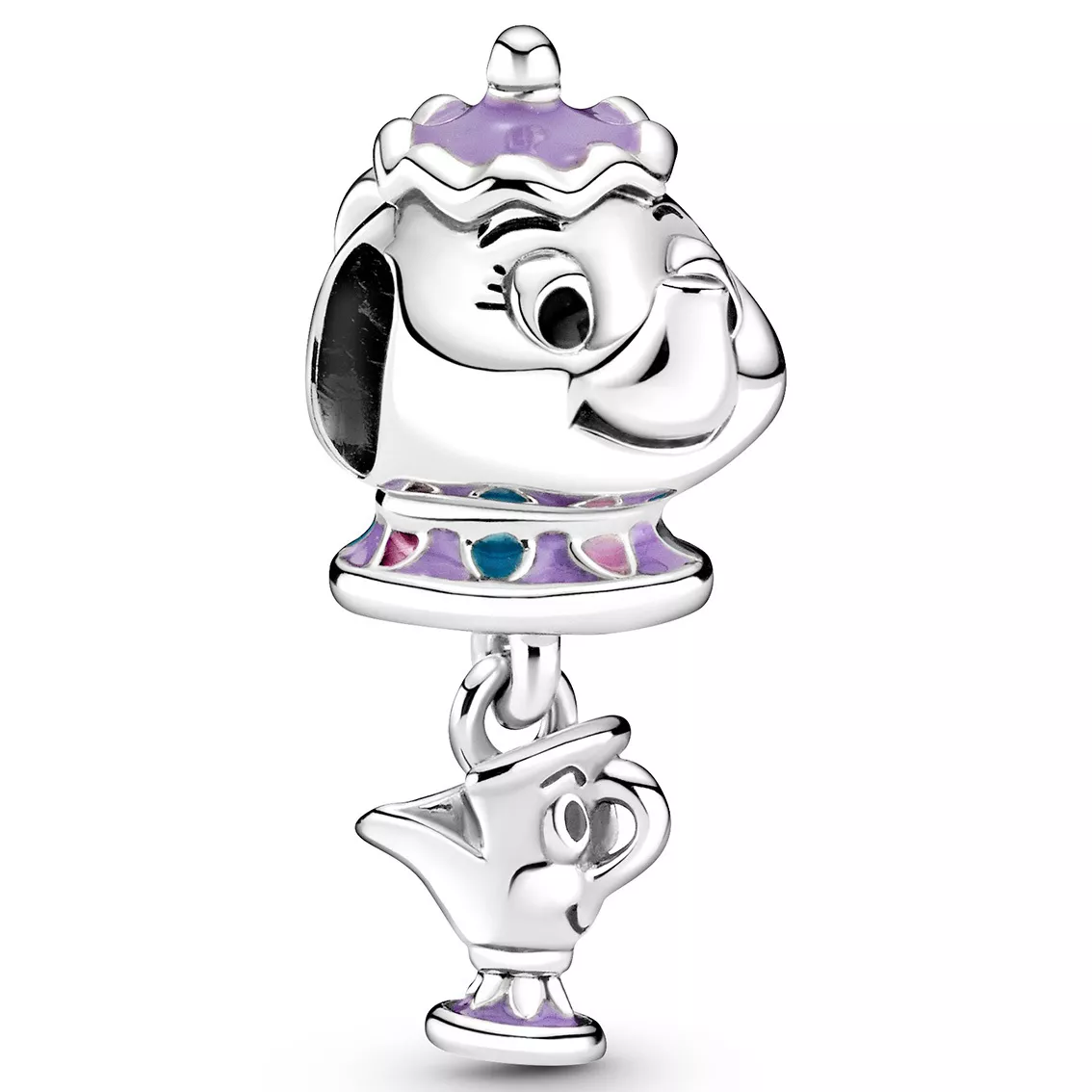 Pandora Disney 799015C01 Hangbedel Beauty and the Beast Mrs. Potts and Chip zilver-emaille