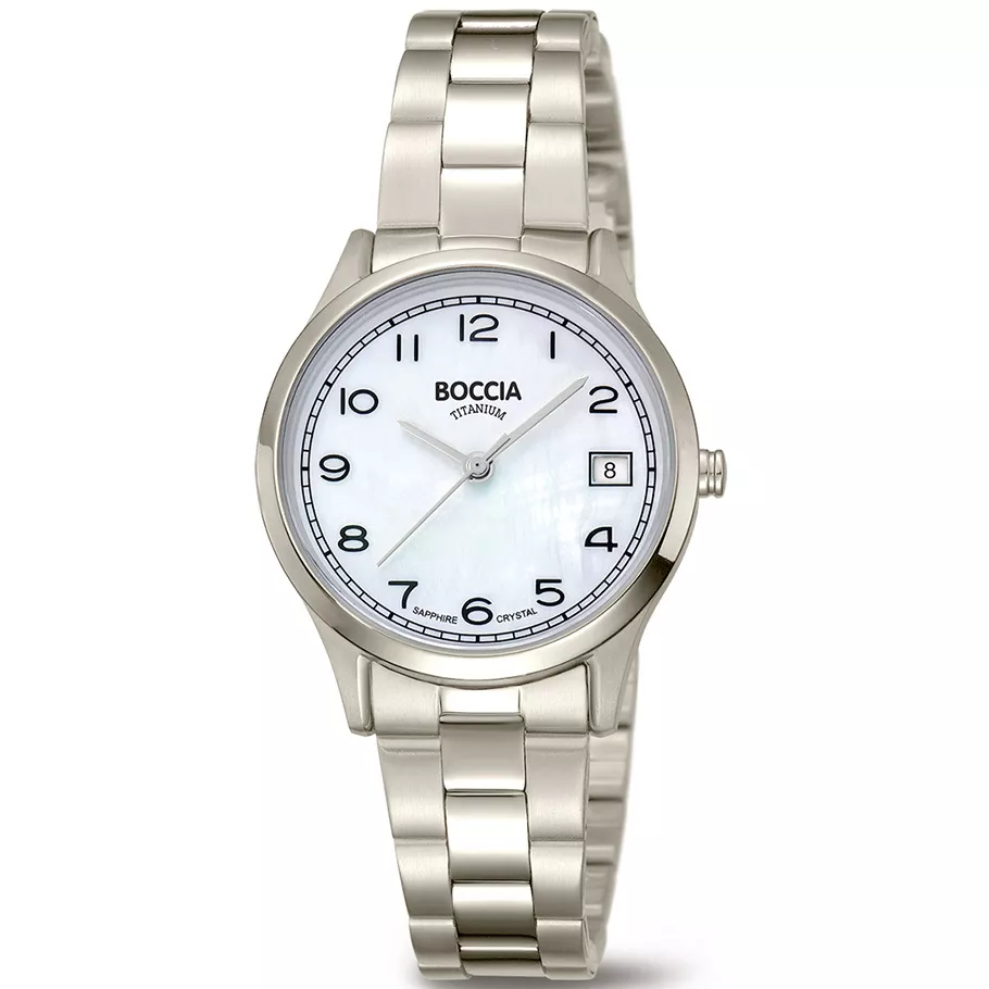 Boccia 3324-01 Horloge titanium zilverkleurig-parelmoer 31 mm