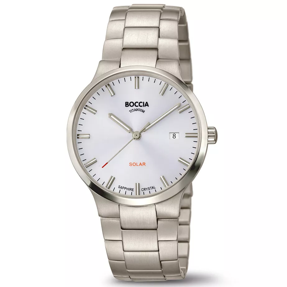 Boccia 3652-01 Horloge titanium-saffier zilverkleurig-wit 39 mm