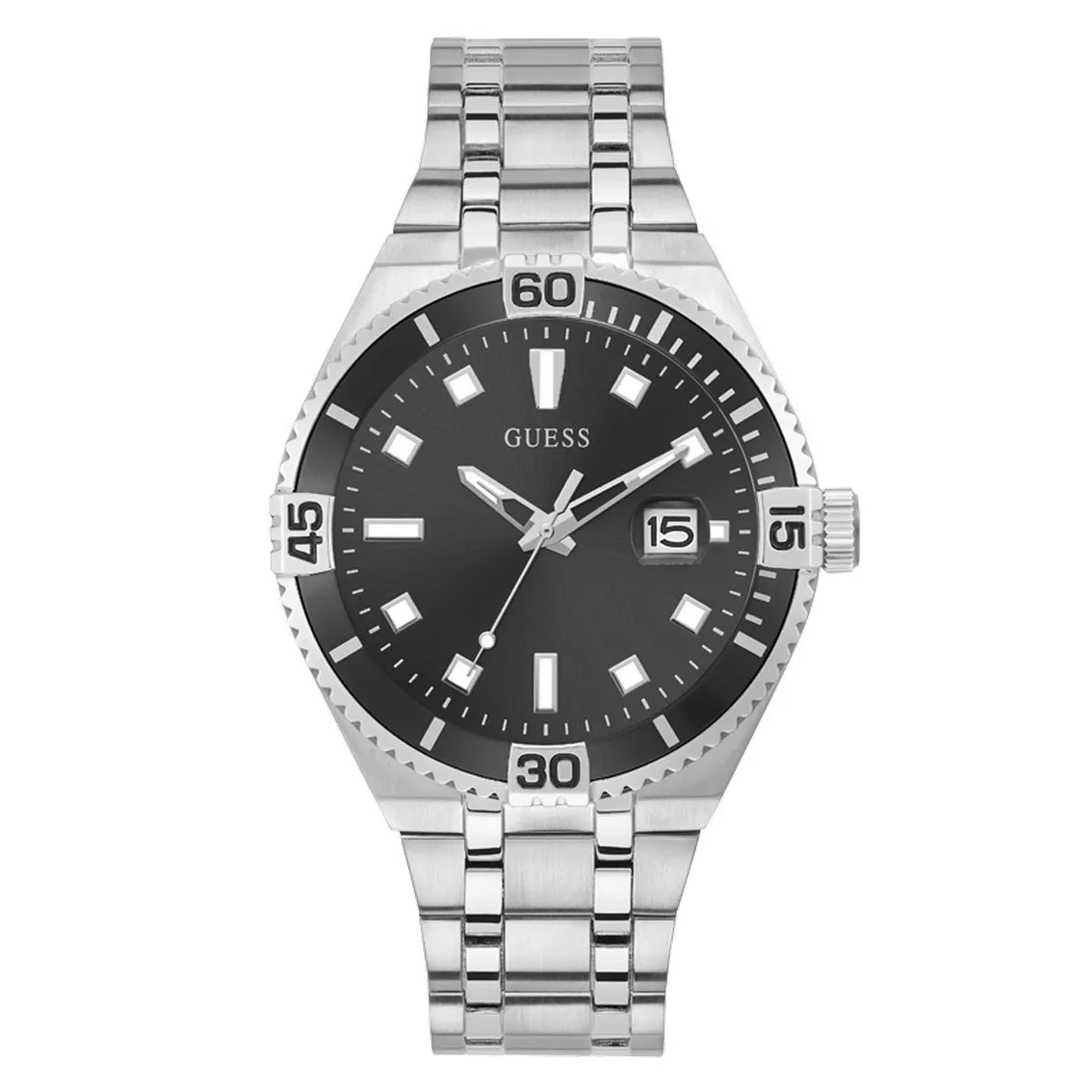 GUESS GW0330G1 Horloge Premier staal zilverkleurig-zwart 45 mm 