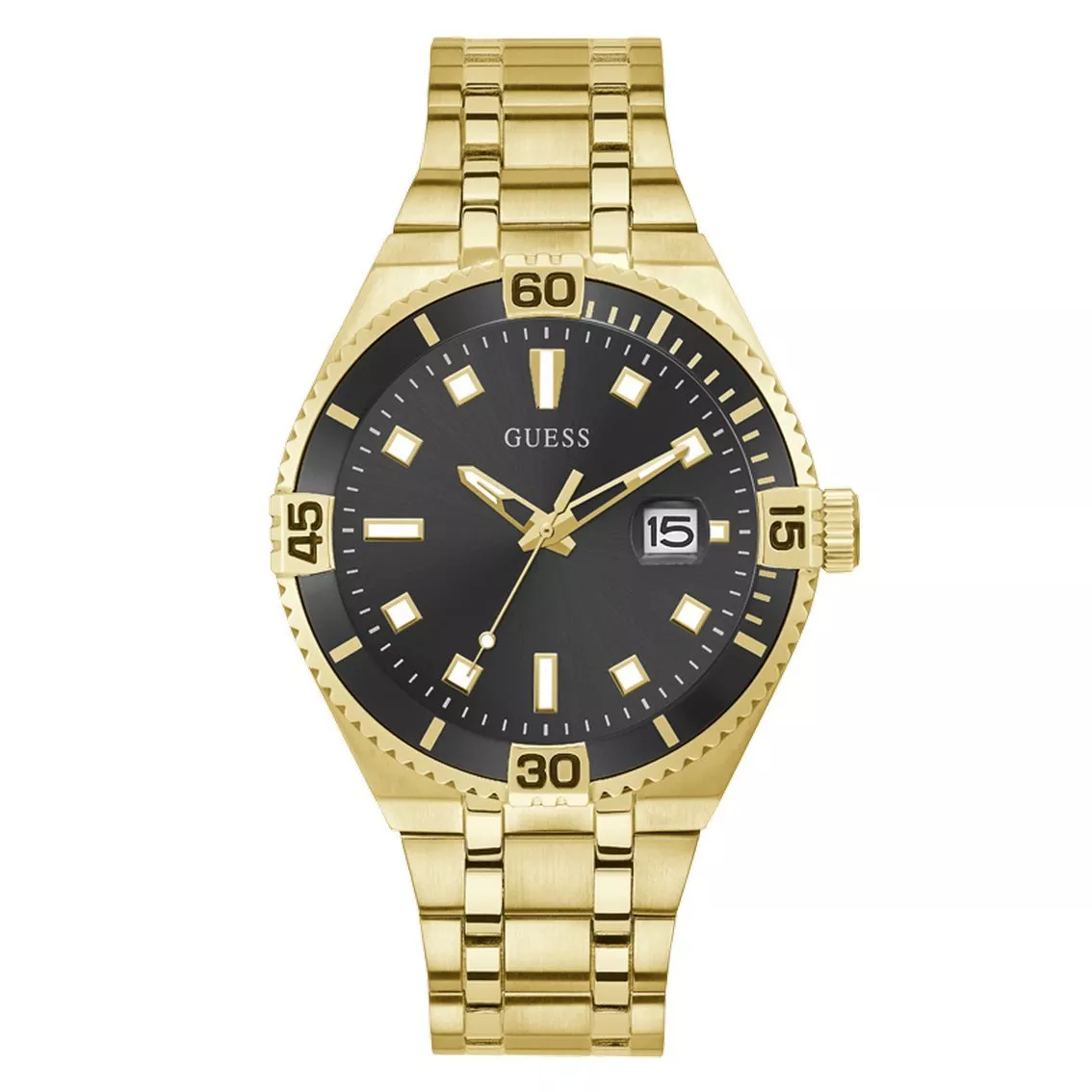 GUESS GW0330G2 Horloge Premier staal goudkleurig-zwart 45 mm 