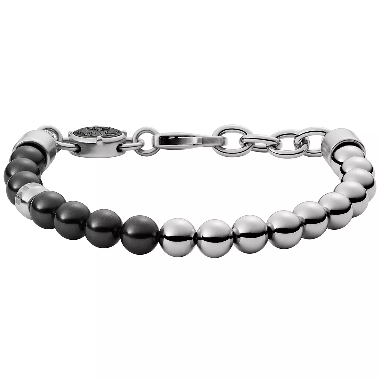 Diesel DX1323040 Armband Beads staal-glas zilverkleurig-zwart 18-19,5 cm