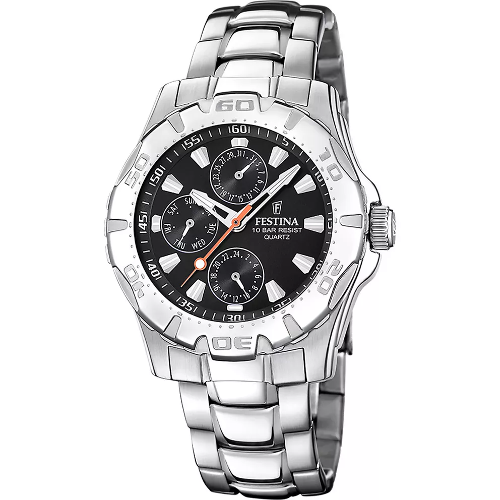 Festina F16242/L Horloge Multifunction staal zilverkleurig-zwart 40 mm