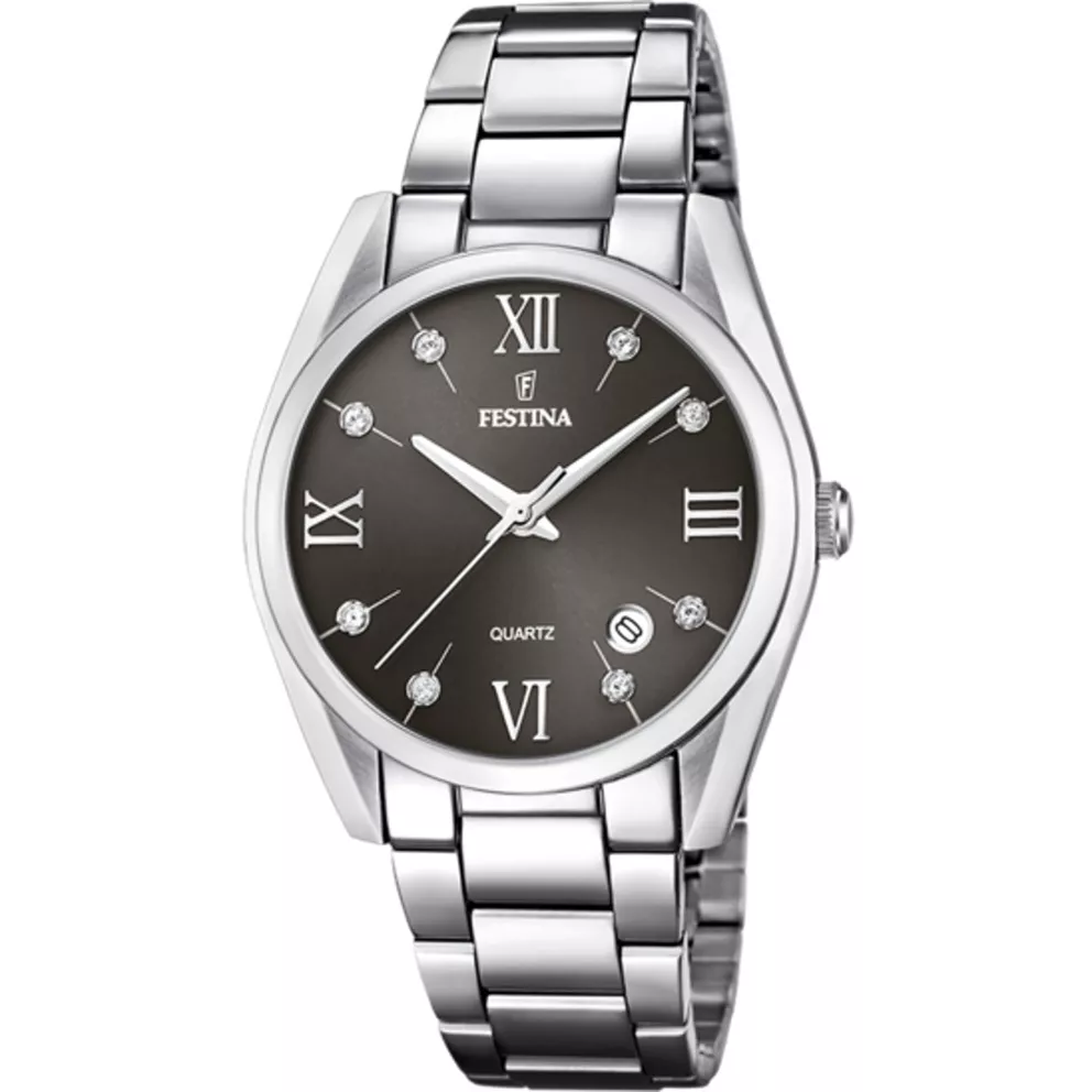 Festina F16790/F Horloge Boyfriend staal zilverkleurig-zwart 36,8 mm