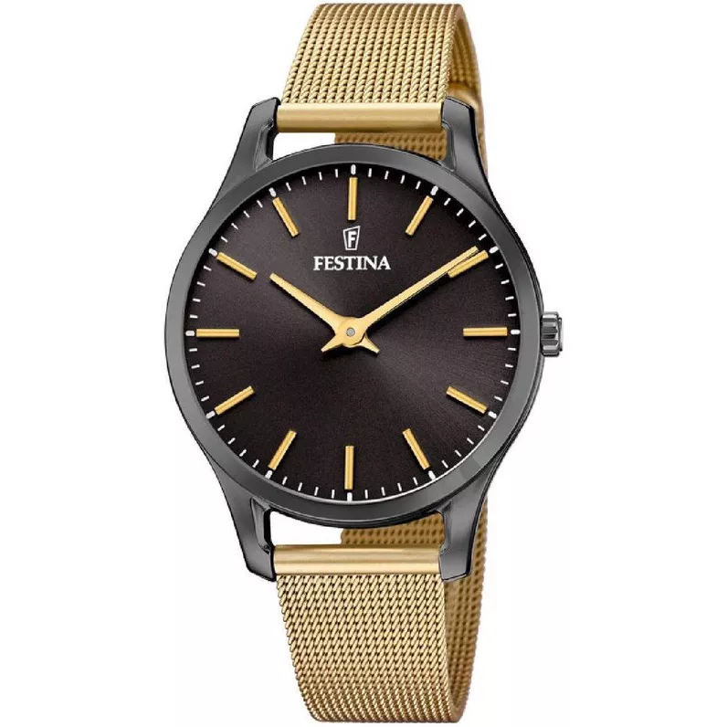 Festina F20508/1 Horloge Boyfriend staal goudkleurig-zwart 34 mm