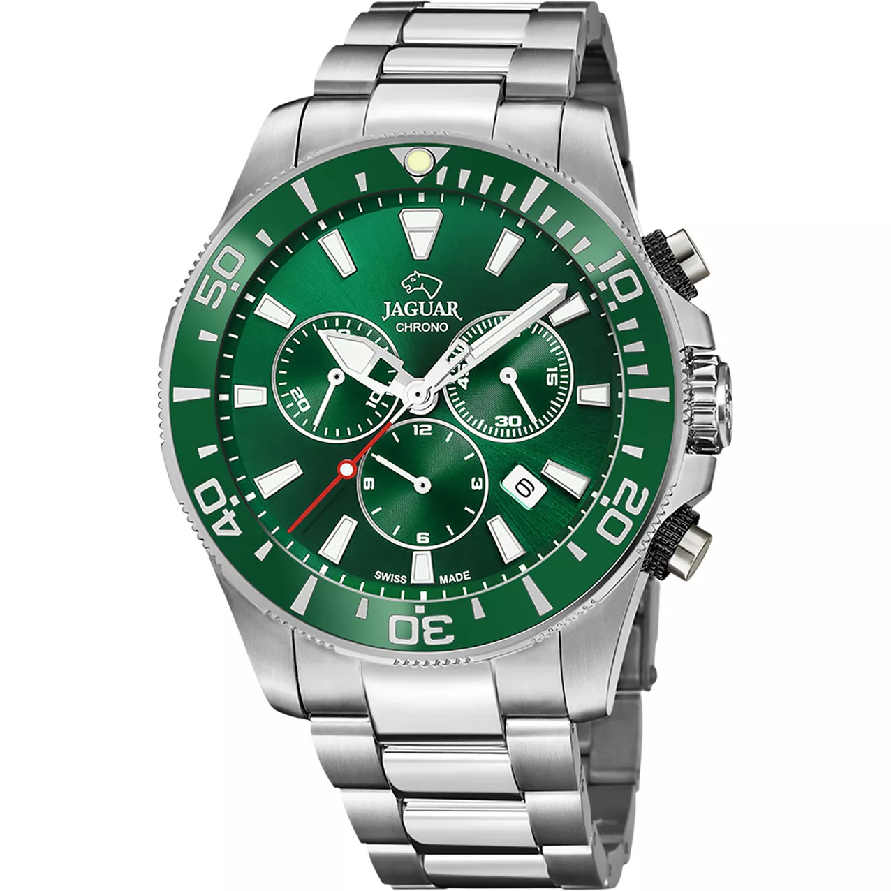 Jaguar J861/4 Horloge Mens Green Executive Chronograaf staal zilverkleurig-groen 20ATM 43,5 mm