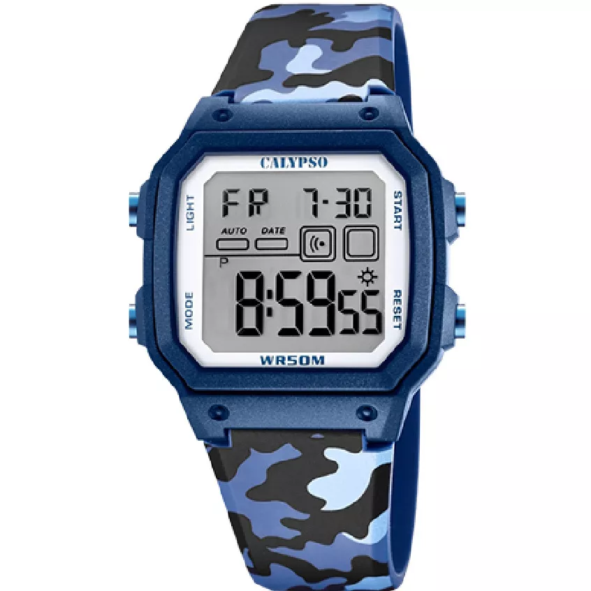 Calypso K5812/3 Horloge Digitaal kunststof-rubber camouflage blauw 45 mm