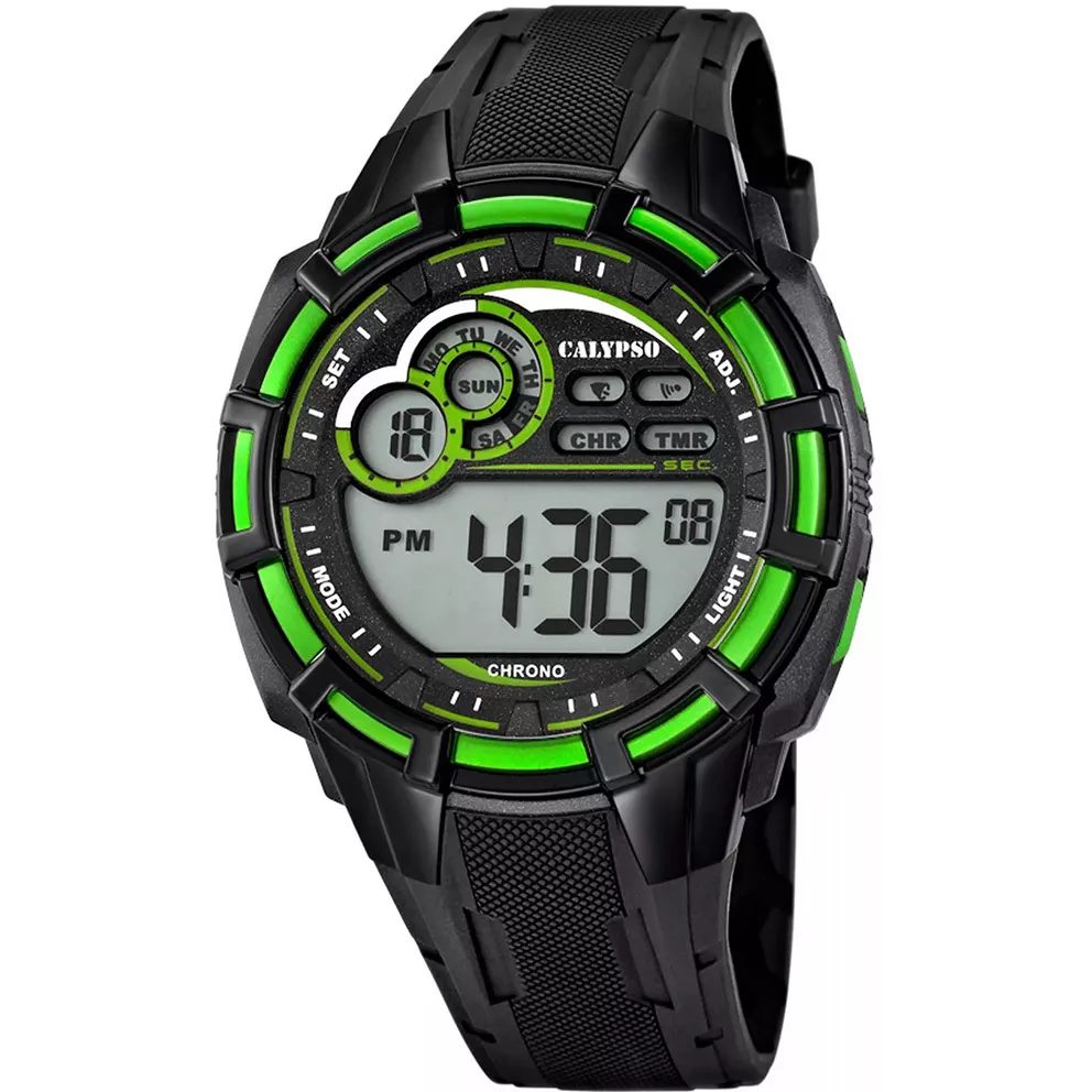Calypso K5625/3 Horloge Digitaal kunststof-rubber zwart-groen 45 mm