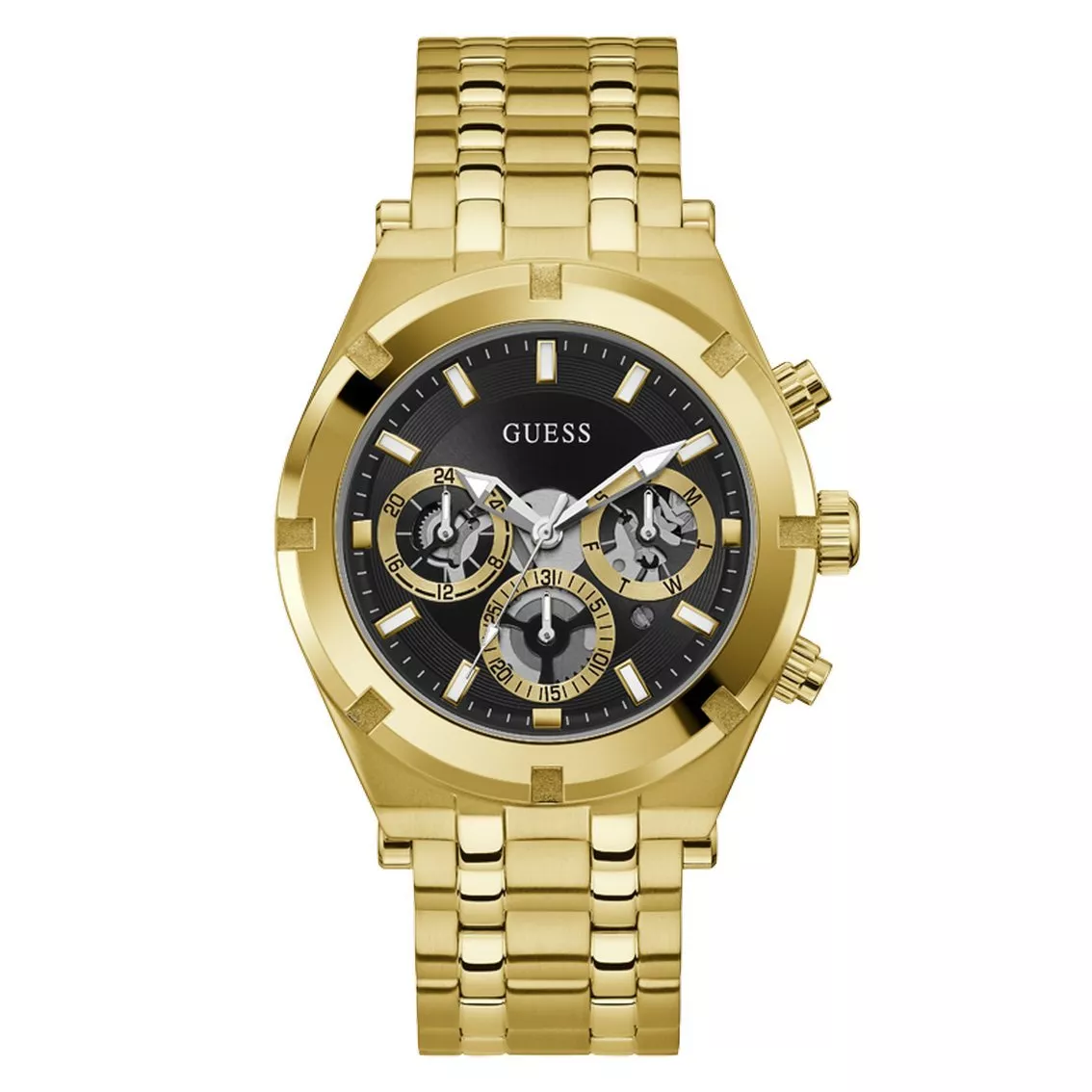 GUESS GW0260G2 Horloge Continetntal chrono staal goudkleurig-zwart 44 mm