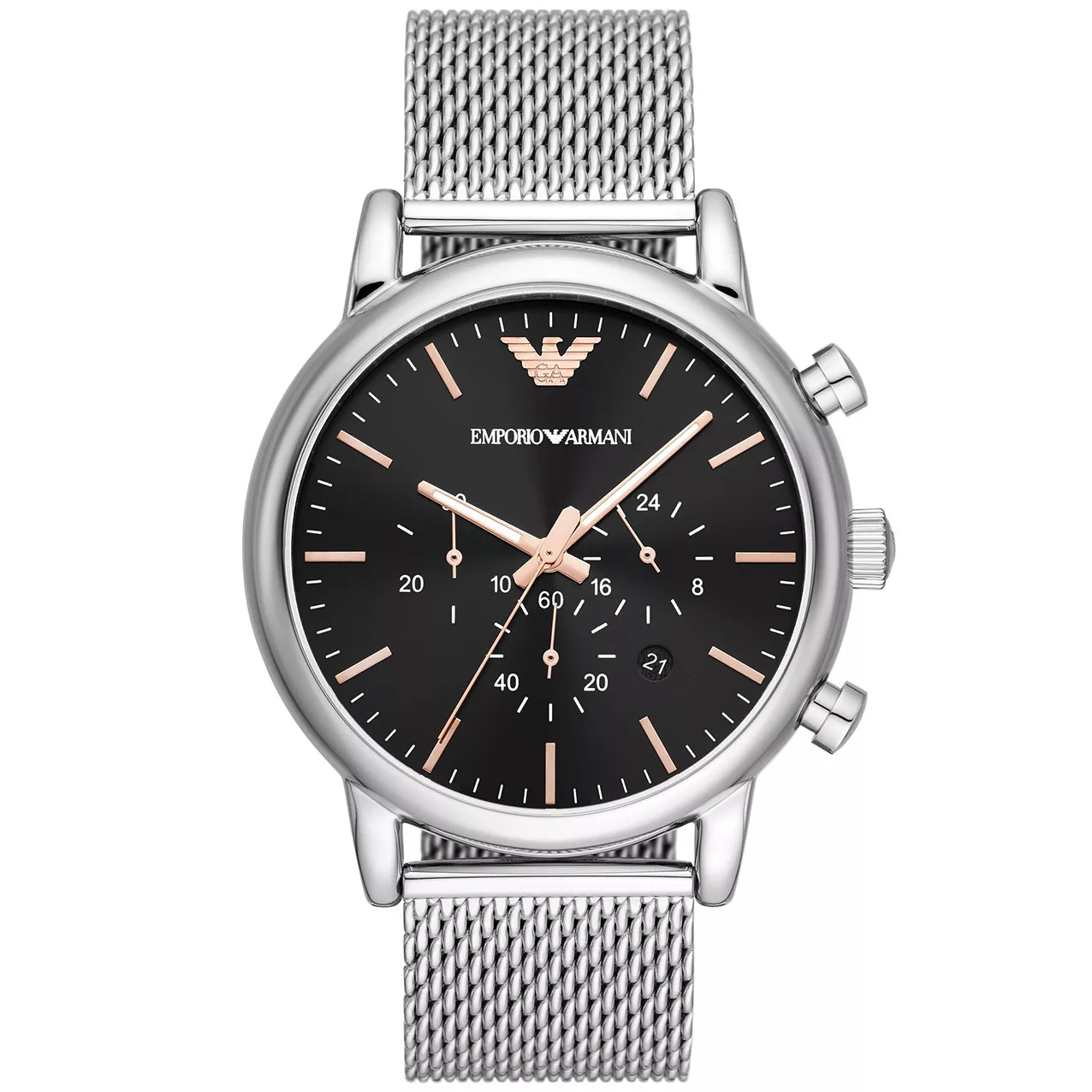 Emporio Armani AR11429 Horloge Luigi Chrono staal zilverkleurig-zwart 46 mm