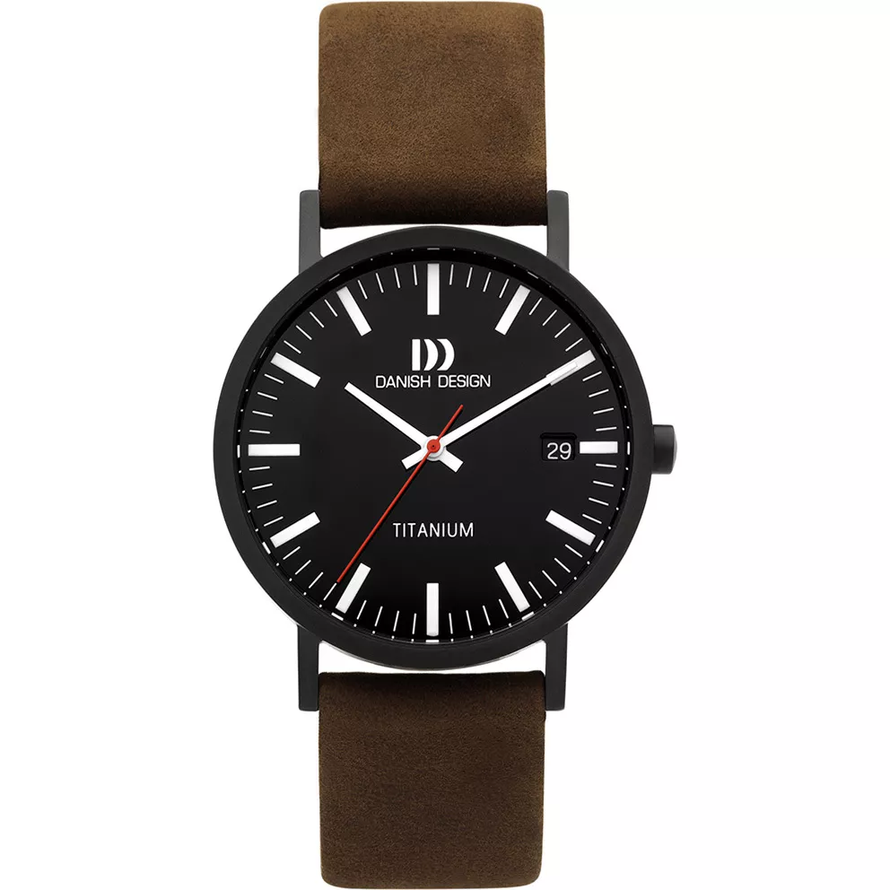 Danish Design IQ34Q1273 Horloge Rhine titanium-leder zwart-bruin 39 mm