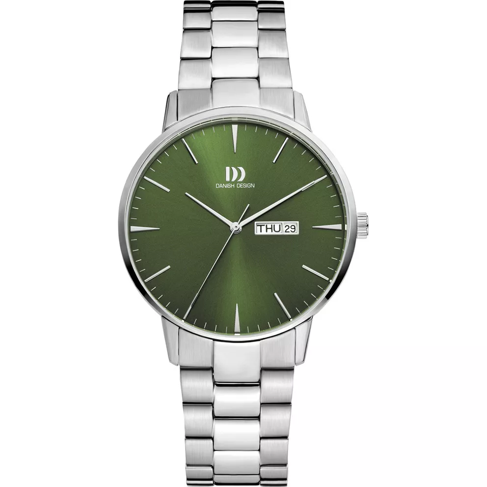 Danish Design IQ97Q1267 Horloge Akilia staal zilverkleurig-groen 41 mm