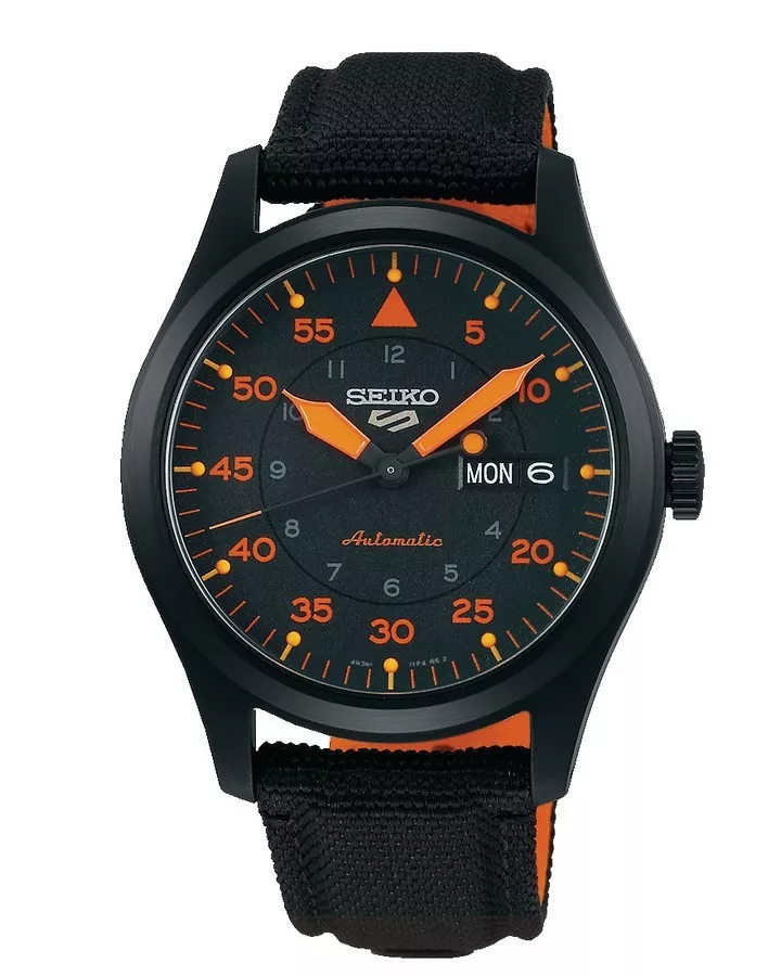 Seiko SRPH33K1 Seiko 5 Sports Horloge Automaat staal-nylon zwart
