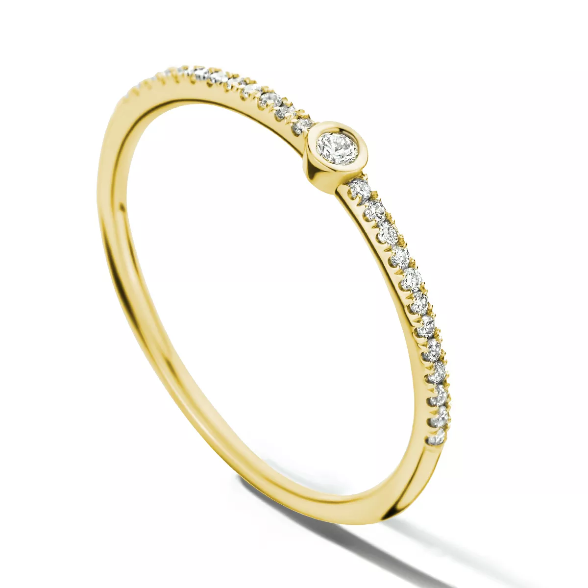 Ring geelgoud met diamant 0.115ct en 2,5 mm breed